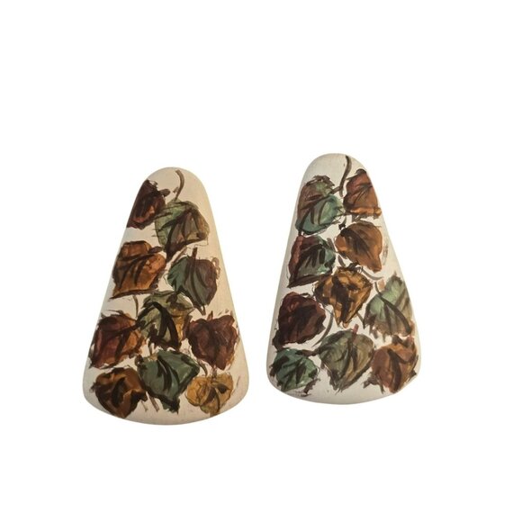 VTG Lightweight Ceramic Hand Painted Fall Leaves Post Pierced Earrings - Picture 1 of 6